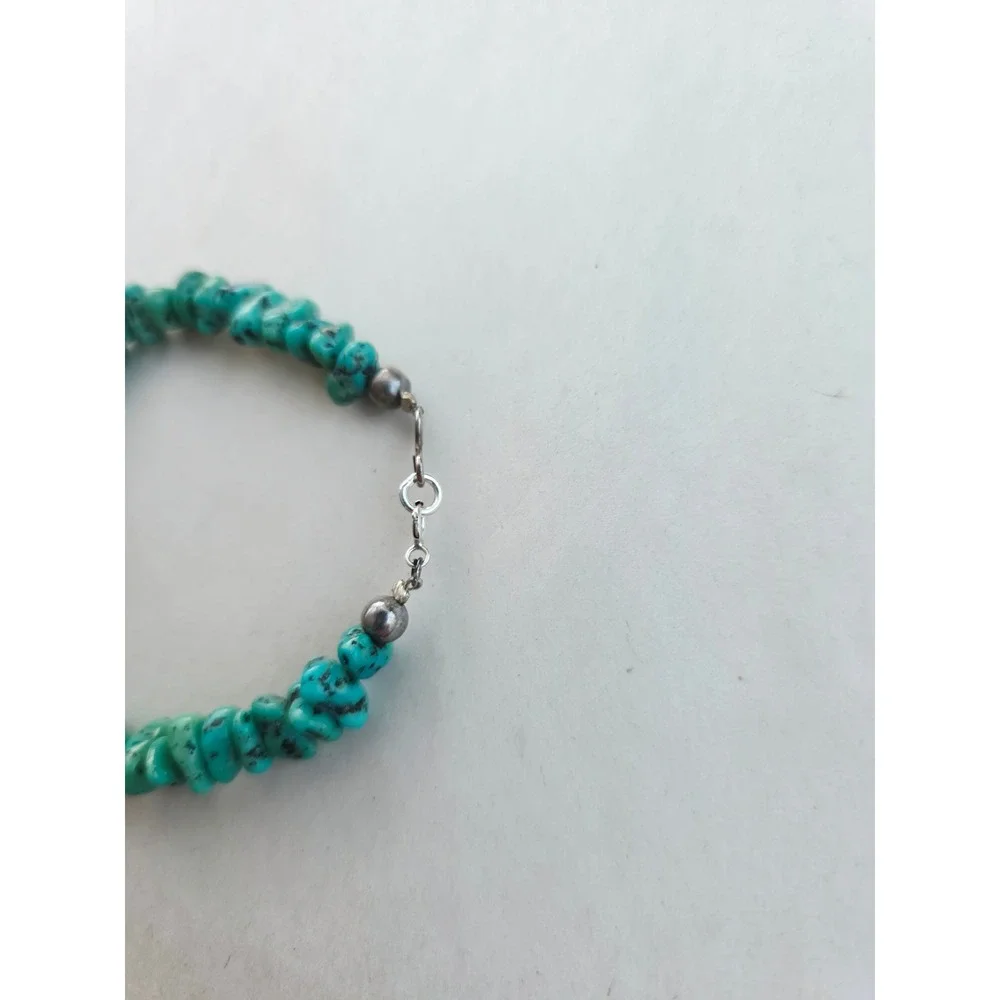 Natural Turquoise Nugget Bracelet Blue Stone Boho Southwestern sterling silver